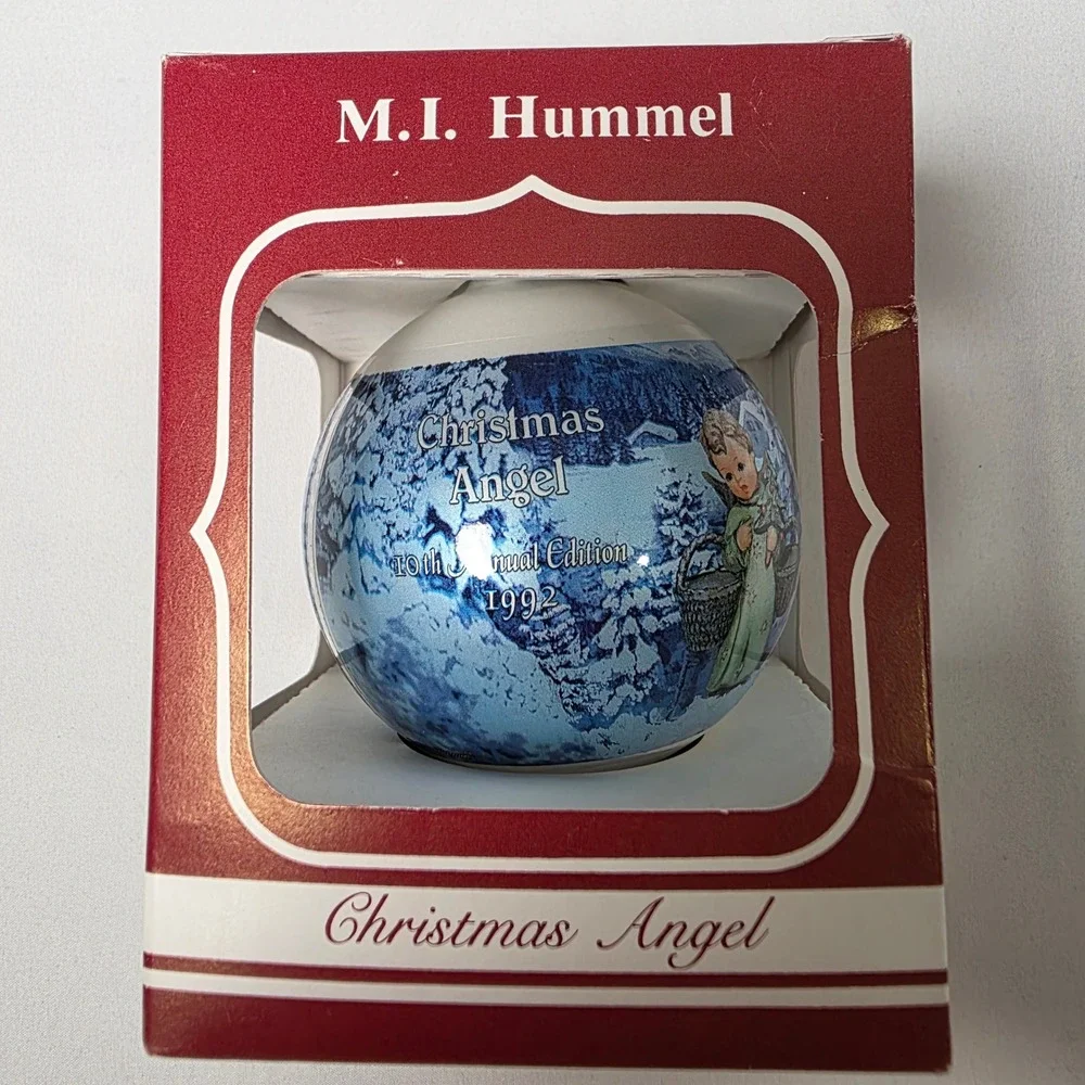 M.I. Hummel Glass Ornament 1992 Ars Edition Vintage In Box Christmas Angel‎